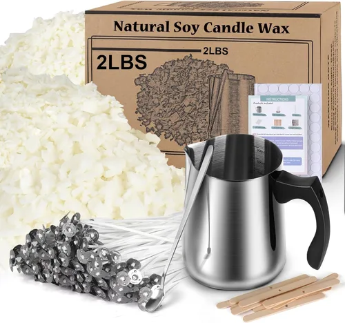 Kit de suministros para hacer velas de cera de soja, cera de soja natural para hacer velas, kit de arte y manualidades DIY para adultos,