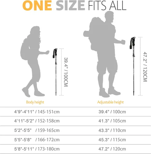 Miniatura 4 de Covacure Trekking Poles Collapsible Hiking Poles - 2 Pcs Aluminum Alloy 7075 Trekking Sticks with Quick Lock System, Telescopic, Collapsible for