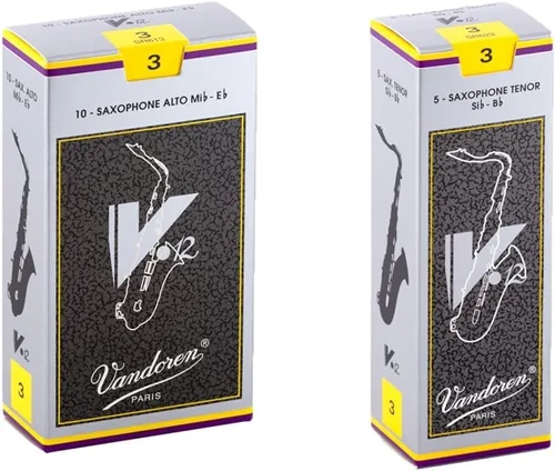 Miniatura 10 de Vandoren SR6125 Cañas de saxo alto V.12 Fuerza 2.5; caja de 10 y cañas tradicionales SR213 para saxo alto Fuerza 3; caja de 10