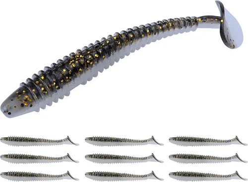 Miniatura 28 de RUNCL Swimbaits - Paleta de 10/20/30/40 unidades, cola de paleta de 5/4/3/2 pulgadas, señuelo suave para lubina de trucha, cebo de plástico duradero
