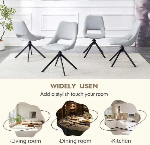 Miniatura 6 de Silla decorativa sin brazos, silla de tocador sin ruedas, juego de 2 sillas de comedor Retorno automático inteligente de 180°, respaldo
