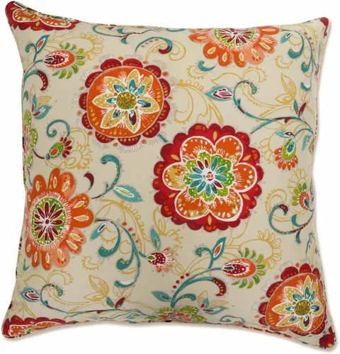 Miniatura 71 de Pillow Perfect - Cojines decorativos florales brillantes para interiores/exteriores, 2 unidades, lumbar - 11.5 x 18.5 pulgadas, verde/rojo Zoe