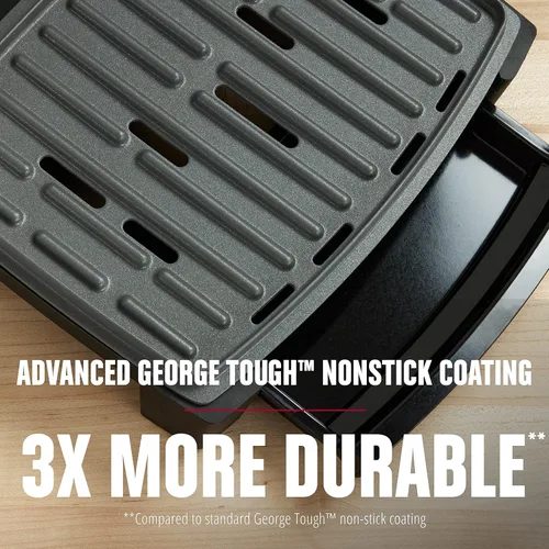 Miniatura 5 de George Foreman® Parrilla Totalmente Sumergible™, NUEVA Apta para Lavavajillas, Lava Toda la Parrilla, Antiadherente Fácil de Limpiar, Negro/Gris