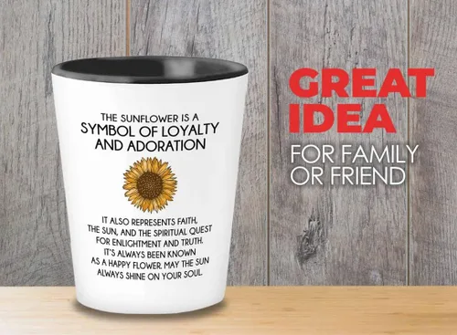 Miniatura 2 de Vaso de chupito de afirmación diaria de 1.5 onzas – Adoración de girasol – Regalo divertido para recordatorio, compañero de trabajo, amistad