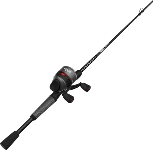 Zebco 33 Rhino Tough Spincast Reel y caña de pescar de 2 piezas, caña de pescar duradera con mango ComfortGrip, carrete de pesca antirretroceso