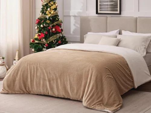 Miniatura 9 de Manta Sherpa para sofá, súper suave y gruesa, manta blanca, mantas cálidas para invierno, manta mullida para sofá cama, forro polar a rayas, crema