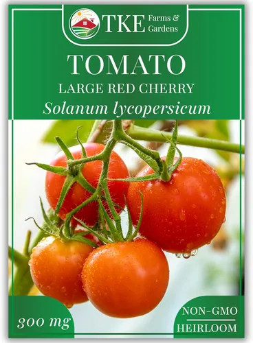 TKE Farms & Gardens Semillas grandes de tomate cereza roja para plantar, más de 100 semillas de reliquia no transgénicas, cultivan tomates cherry