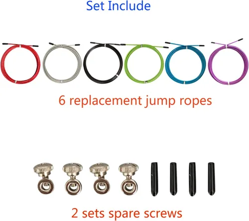 Miniatura 5 de Cable de repuesto para cuerda de salto de velocidad, 6 piezas de alambre de acero inoxidable de 10 pies con revestimiento de polímero para cuerdas