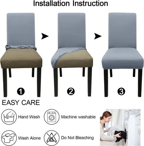 Miniatura 6 de JQinHome Fundas para sillas de comedor, 2 unidades, de alta elasticidad, extraíbles, lavables, para sillas Parsons en el hogar, fiesta, hotel