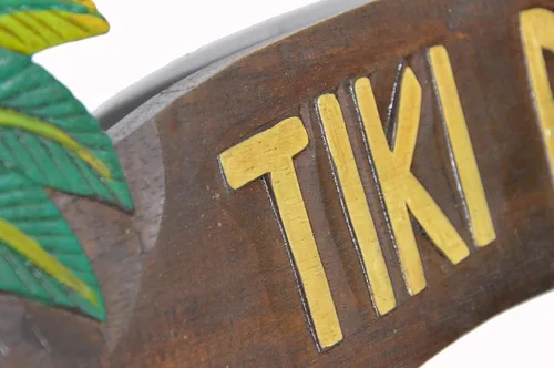 Miniatura 4 de WorldBazzar Letrero Tiki BAR tallado a mano con dos palmeras 3D