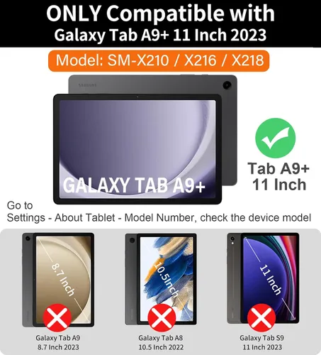 Miniatura 2 de DUNNO Funda para Samsung Galaxy Tab A9+ Plus de 11 pulgadas 2023, a prueba de golpes con protector de pantalla, soporte giratorio de 360°, correa