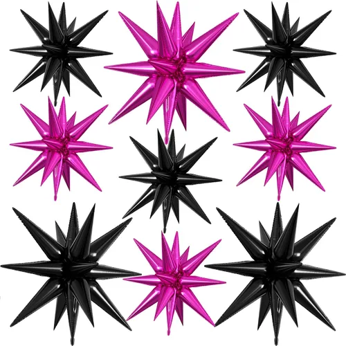 Miniatura 11 de 9 piezas de globos de estrella beige, grandes globos de papel de aluminio en forma de estrella en explosión, globos de Mylar en punta color crema