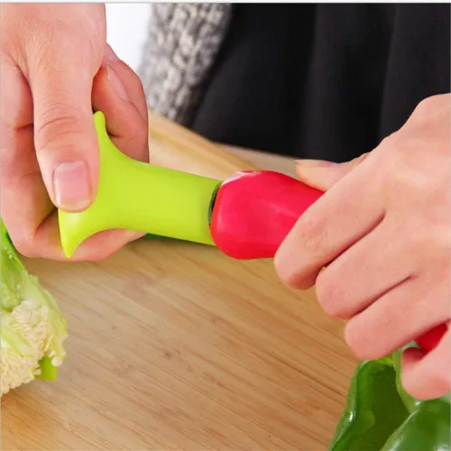 Miniatura 8 de Juego de 2 descorazonadores de pimienta, removedor de descorazonador de frutas, herramienta de cocina para jalapeño, pimientos, pepino, tomate y más