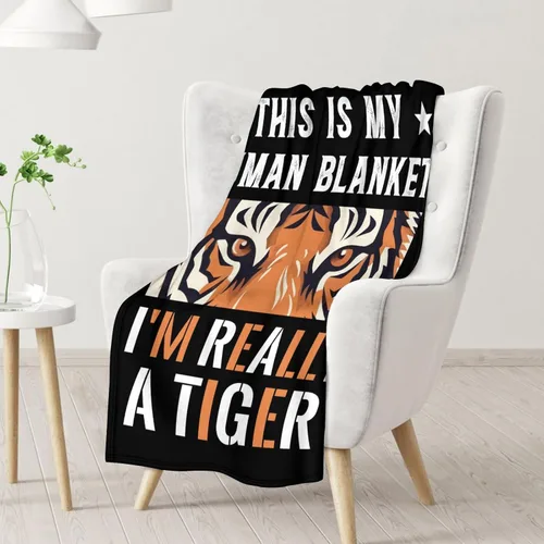 Miniatura 2 de Manta de tigre para regalar – Manta divertida de 30 x 40 pulgadas para niños y niñas – Manta negra suave y mullida para sofá, sofá y cama