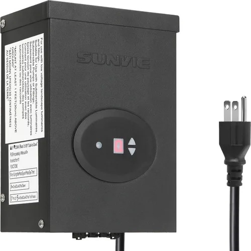 SUNVIE Transformador de bajo voltaje de 300 W para iluminación de paisaje con temporizador y sensor de fotocélula fuente de alimentación impermeable