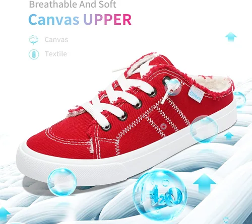 Miniatura 3 de Obtaom Zapatillas de lona para mujer, con espuma viscoelástica, cómodas, sin espalda, para vacaciones