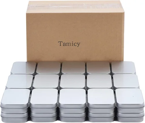 Miniatura 7 de Tamicy Latas rectangulares de metal con bisagras vacías – Paquete de 40 mini cajas portátiles plateadas, kit de almacenamiento pequeño y organizador
