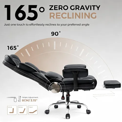 Miniatura 4 de ALLGOD Silla de oficina grande y alta resistente, 500 libras, silla de escritorio ejecutiva ergonómica con respaldo alto con reposapiés, asiento
