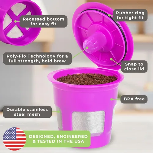 Miniatura 4 de Perfect Pod - Paquete de 4 cápsulas de café recargables reutilizables de 1 corriente más cucharada de café de Perfect Pod - Compatible con cafeteras