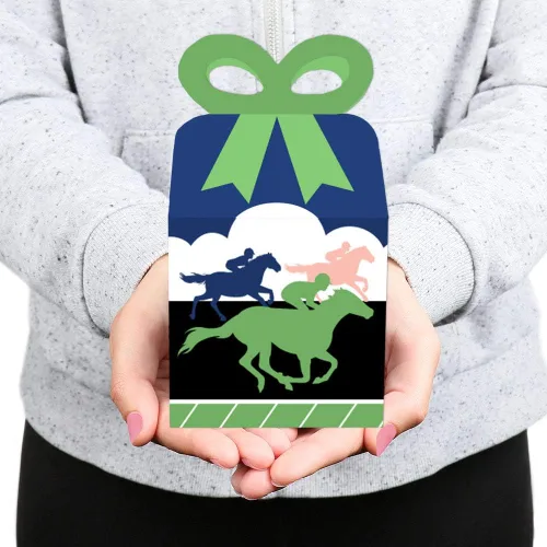 Miniatura 7 de Big Dot of Happiness Kentucky Horse Derby - Cajas de regalo cuadradas - Cajas de lazo para fiesta de carreras de caballos - Juego de 12