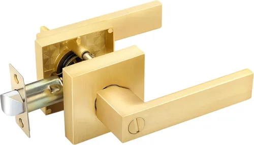 Miniatura 17 de EHOMEWARE 8 paquetes de manijas de puerta interior sin llave en acabado de latón satinado, manija de puerta de armario, palanca de puerta de paso
