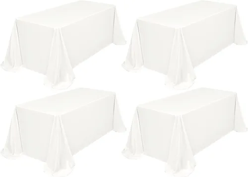 Miniatura 50 de Showgeous Paquete de 4 manteles rectangulares de poliéster de 60 x 102 pulgadas, resistentes a las arrugas, lavables, para bodas, mesas de comedor