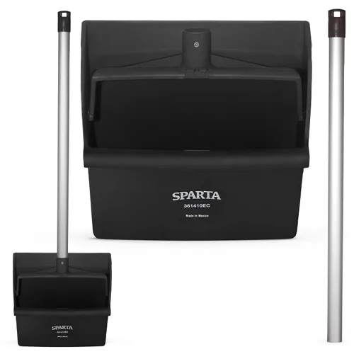 Miniatura 2 de SPARTA - Recogedor vertical con mango de aluminio, borde dentado para peinar escobas, bloqueo de yugo seguro con orificio para colgar de fácil Negro