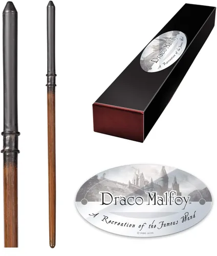 The Noble Collection - Varita de personaje Draco Malfoy - Varita del mundo mágico de 16 pulgadas (15.7 in) con etiqueta de nombre - Juego de