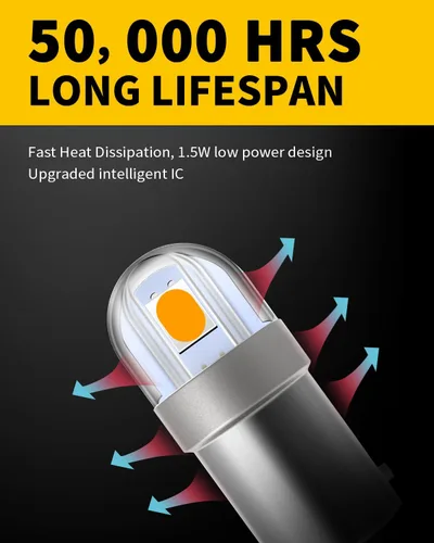 Miniatura 5 de Antline BA9S BA9 1895 1891 53 57 47830 64111 3893 Bombilla LED amarillo ámbar, superbrillante Canbus libre de errores, 12 voltios de repuesto
