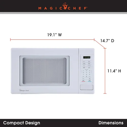 Miniatura 3 de Microondas de encimera de 900 vatios de 0.9 pies cúbicos en blanco