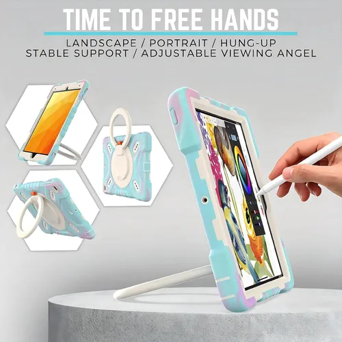 Miniatura 5 de Funda Triple a Prueba de Golpes para iPad de 9ª/8ª/7ª Generación de 10.2 pulgadas 2021/2020/2019, Air 3ª Generación de 10.5 pulgadas, Funda Colorido