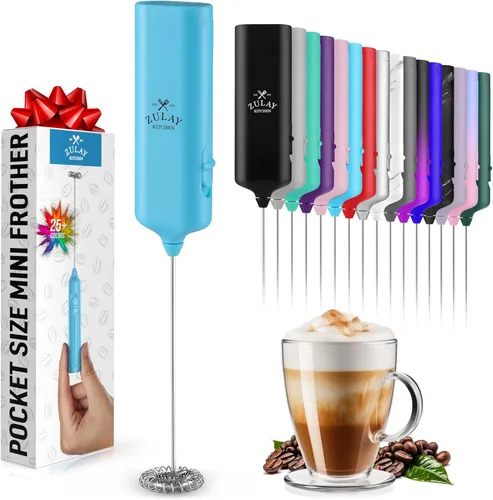 Miniatura 20 de Varita de espumador de leche mini y potente – Potente espumador de café de mano, mezclador de bebidas operado con batería – Tamaño de bolsillo Azul