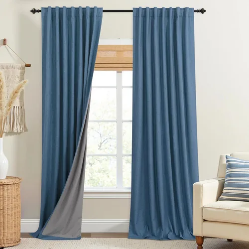 Miniatura 42 de KOUFALL - Cortinas de medio estilo francés de lino para ventana, juego de 2 cortinas cortas de 40 pulgadas de longitud, para privacidad, cortinas