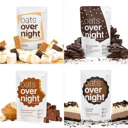 Miniatura 9 de Oats Overnight Paquete de variedad de chocolate - Batido de proteína para desayuno alto en proteínas, alta en fibra - Sin gluten, sin OGM avena