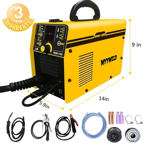 Miniatura 9 de Soldador MIG, soldador multiproceso sin gas de doble voltaje de 110/220 V, alambre sólido 4 en 1/flujo MIG/Stick ARC/Lift TIG, IGBT Inverter