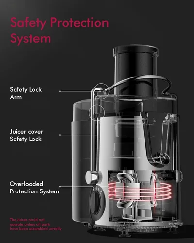 Miniatura 7 de SIFENE Exprimidor centrífugo con boca de 3 pulgadas de ancho, extractor de jugo compacto para frutas y verduras, 3 velocidades de control de alta