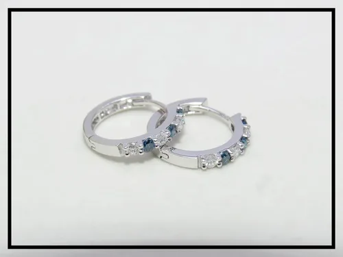 Miniatura 3 de Dazzlingrock Collection Alternate Round Gemstone & Diamond Huggies Hoop Hinged Post Earrings for Women in Gold
