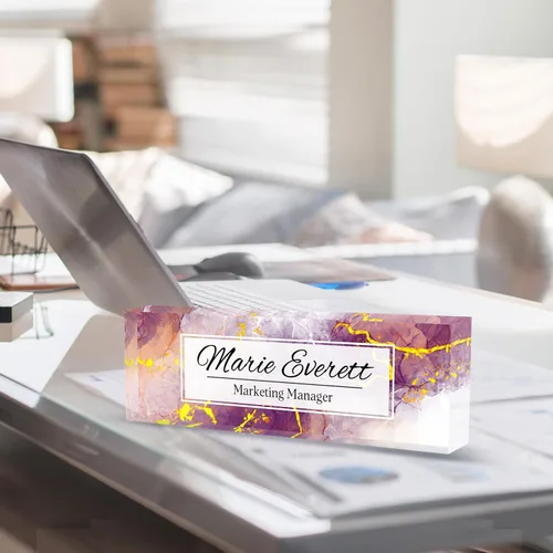 Miniatura 6 de Placa de nombre personalizada para escritorio, placa de nombre de escritorio personalizada, regalos personalizados para mujeres y hombres, Mármol