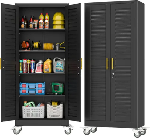 Miniatura 17 de Armario de herramientas de metal con ruedas de 36 pulgadas, 13.8 pulgadas de profundidad x 27.6 pulgadas de ancho x 35.4 pulgadas de alto, gabinete