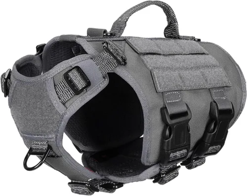 Miniatura 9 de ICEFANG - Arnés táctico para perro con 6 hebillas, chaleco con sistema molle con asa para perro, 3/4 del cuerpo, panel con velcro para parche