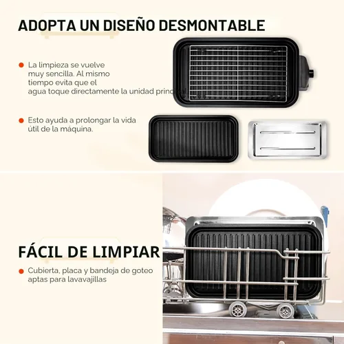 Miniatura 5 de Pukomc Parrilla Eléctrica de Interior, 2 en 1 para Cocina con Rejilla para Asar y Placa de Cocina Antiadherente Extraíble, Control de Temperatura