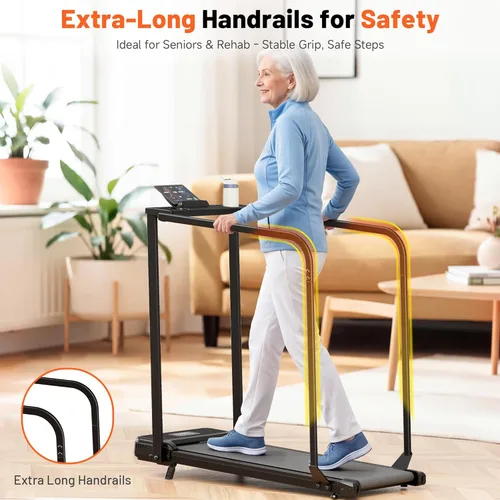 Miniatura 2 de Walking Pad Treadmill for Seniors with Handrails - Treadmills with Incline for Seniors at Home, Recovery Walking Machine with Remote Control, LED