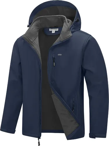 Miniatura 16 de 33,000ft Chaqueta Softshell para hombre con capucha, forro polar, ligera, impermeable, para senderismo