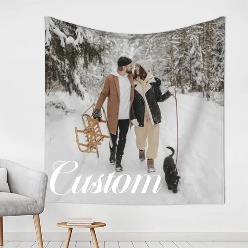 GOOESING Tapiz personalizado para cargar imágenes de boda, amor, recuerdo familiar, tapiz personalizado para el Día de la Madre, Día del Padre,