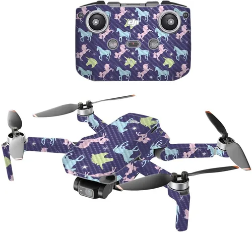 Miniatura 6 de MightySkins - Drone portátil de fibra de carbono compatible con DJI Mini 2, negro abstracto, acabado de fibra de carbono texturizado protector