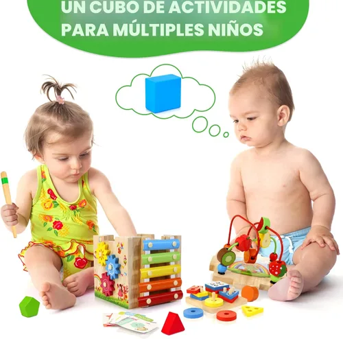 Miniatura 4 de Batlofty Cubo de Actividad de Madera, 8 en 1 Juguetes Montessori para Niños de 1 y 2 Años Niña y Niño Pequeño Juguetes Sensoriales Educativos