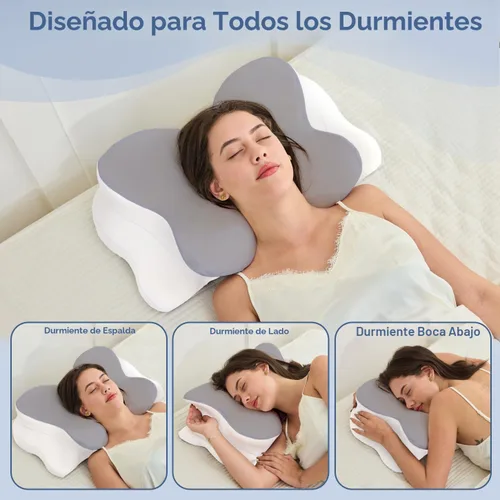 Miniatura 3 de Almohada cervical para el cuello, almohadas ergonómicas de espuma viscoelástica para aliviar el dolor de cuello con funda de almohada transpirable
