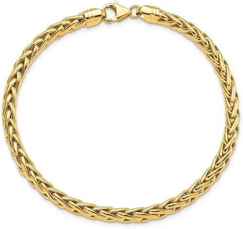 Miniatura 4 de Pulsera de cadena de trigo pulida de 14 quilates, 8.3in, 8.3in, 0.197in, estilo GB240-8.5
