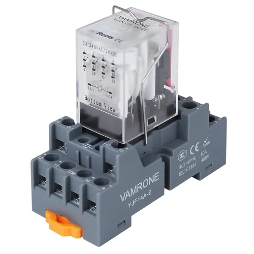 Miniatura 15 de Relé de potencia electromagnética, bobina de relé de CA de 8 pines de 10 amperios 110 V/120 V con base de enchufe, indicador LED, DPDT 2NO 2NC - 9