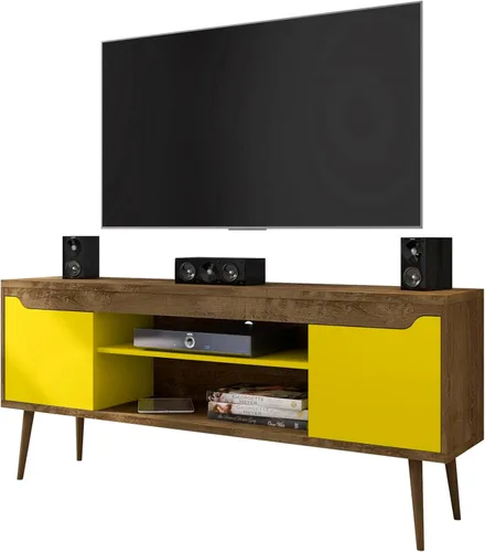 Miniatura 12 de Manhattan Comfort Bradley - Soporte de TV moderno de mediados de siglo para televisores de hasta 60 pulgadas, centro de entretenimiento para sala